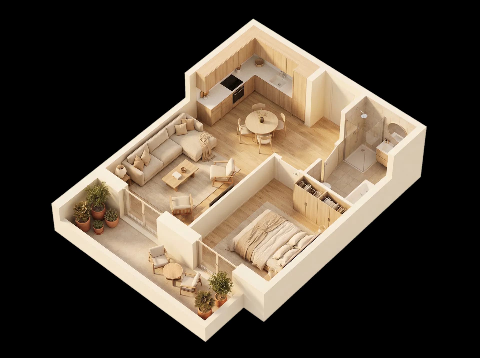 3D floor plan - a clear apartment plan for property marketing