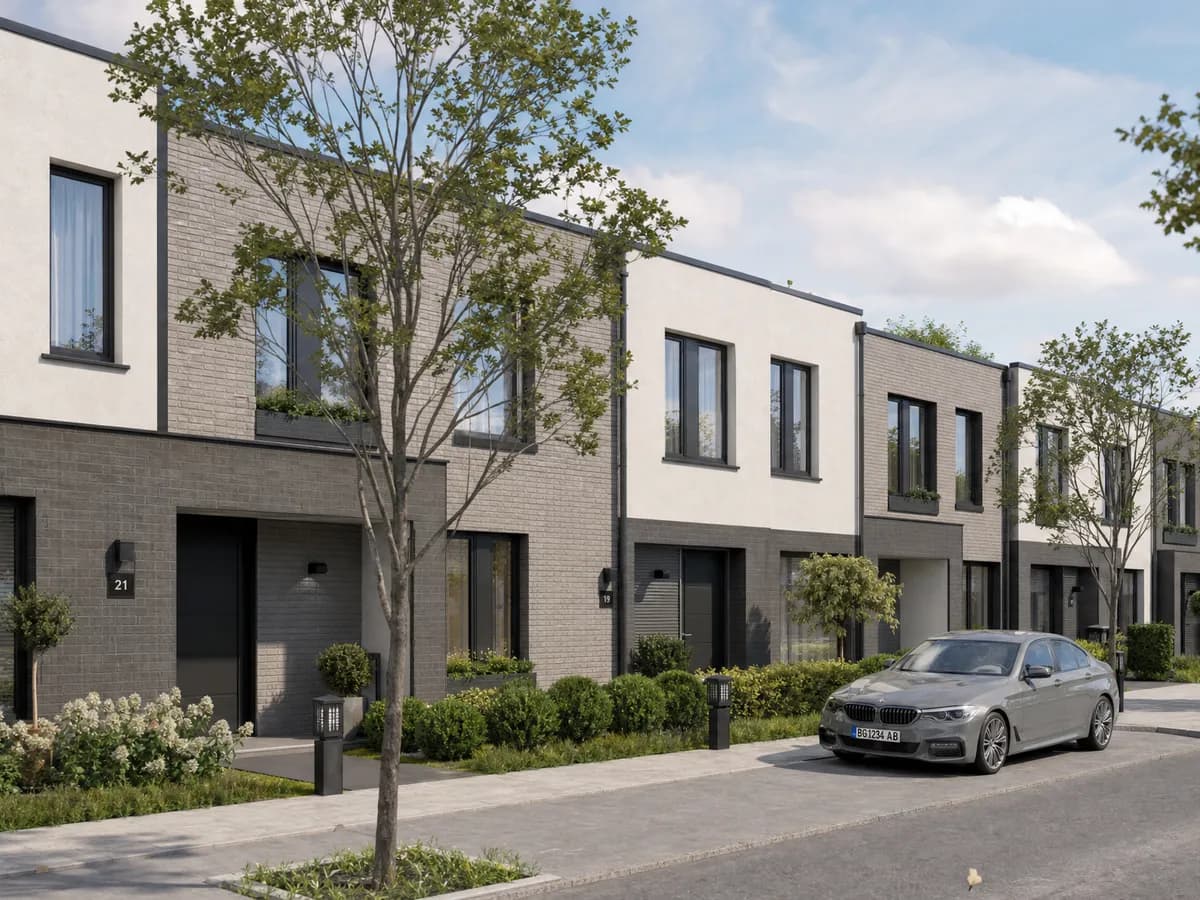 3D streetscape - Your building with the neighboring houses, modeled in 3D — viewed from the street (and from the air if needed).