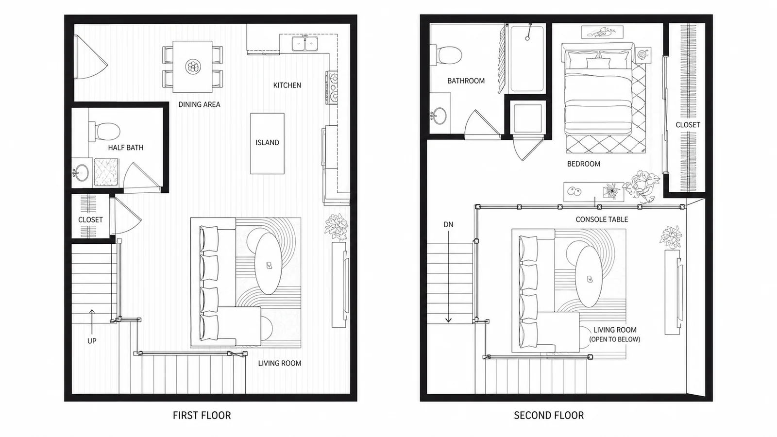 Black-and-white technical 2D floor plan with dimensions — a typical source drawing