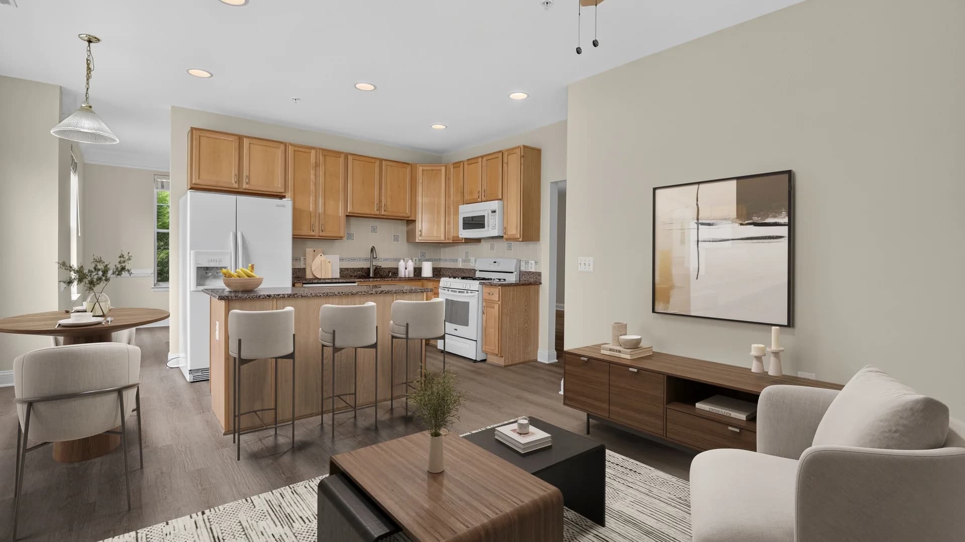 Virtual staging — interior with furniture and natural light